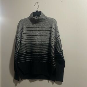 Simply Vera-Vera Wang Pullover Ombre Striped Gradient Mock Turtleneck Sweater